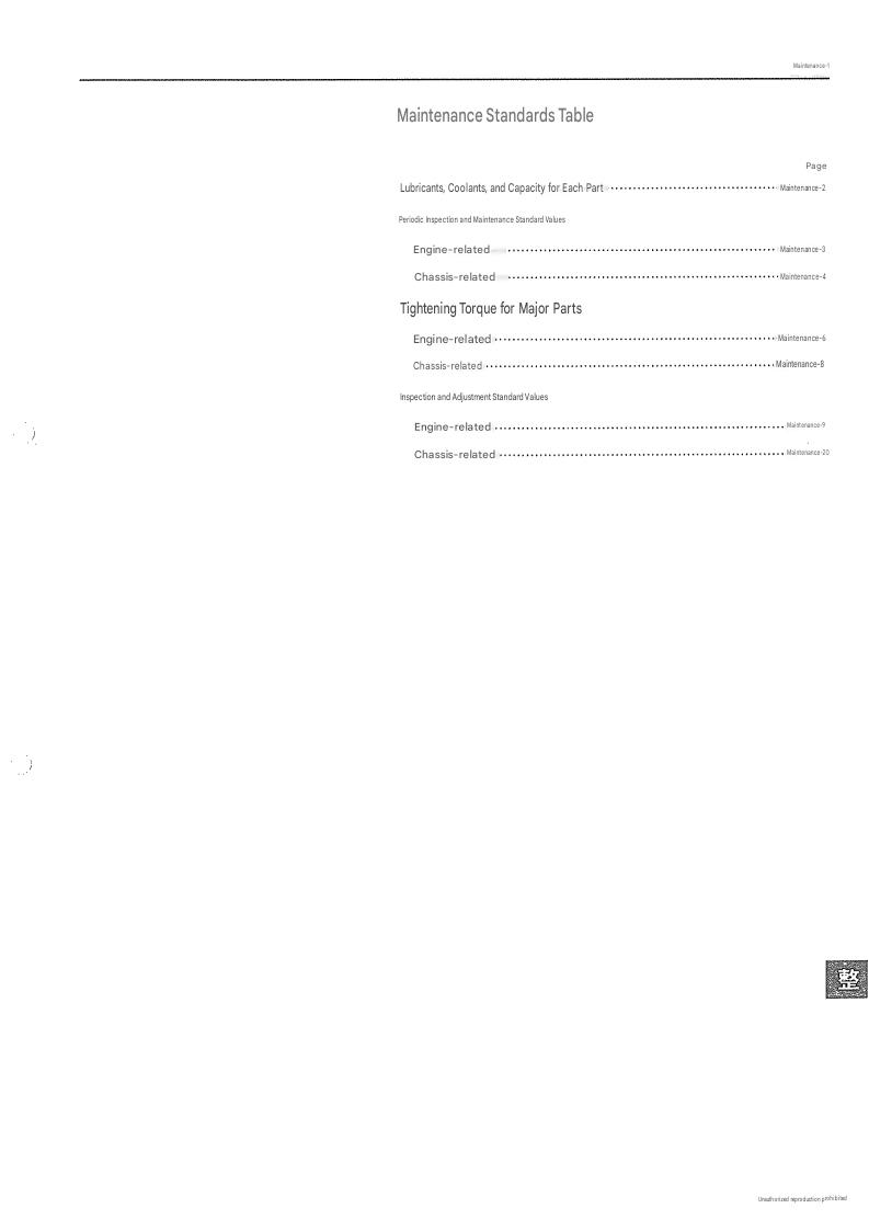 Service standards table