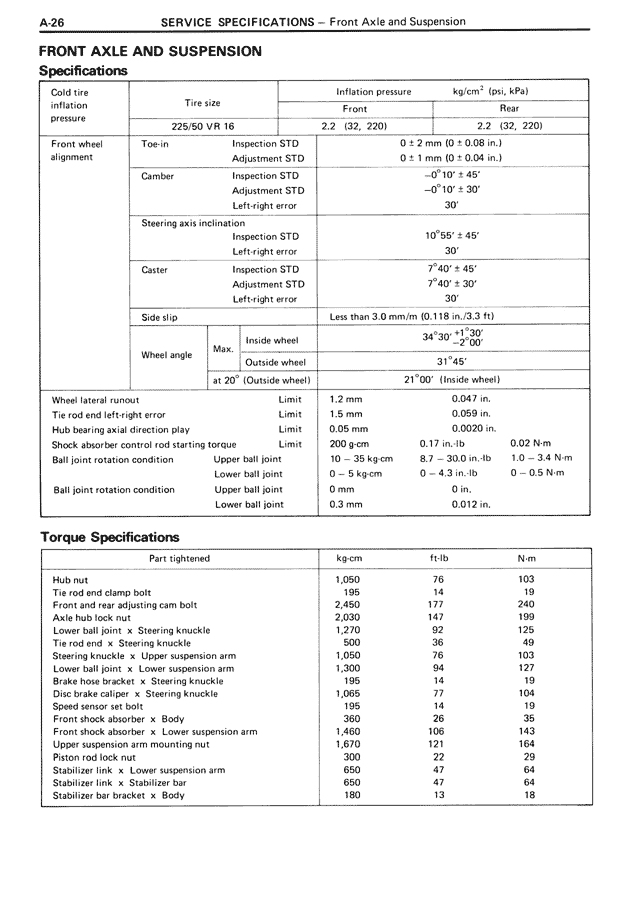 Service Specifications - A-26