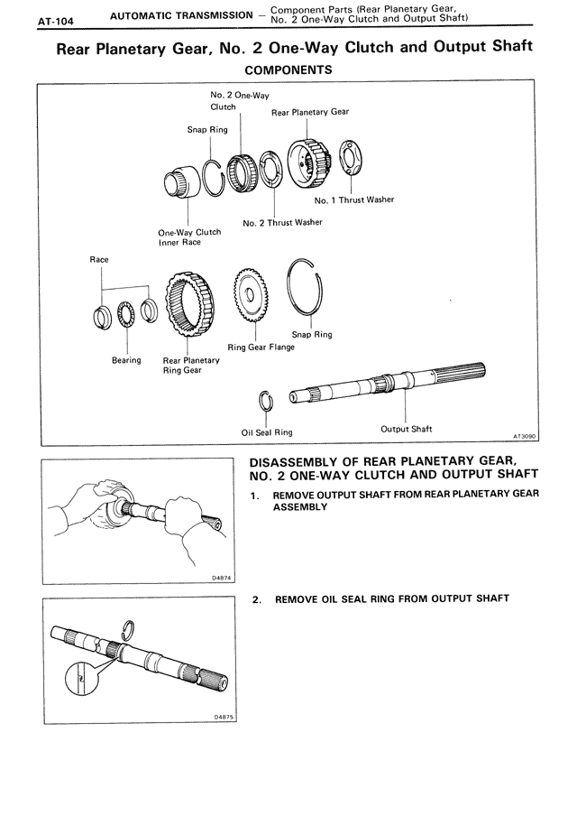 Rear Planetary Gear, No. 2 One-Way Clutch and Output Shaft