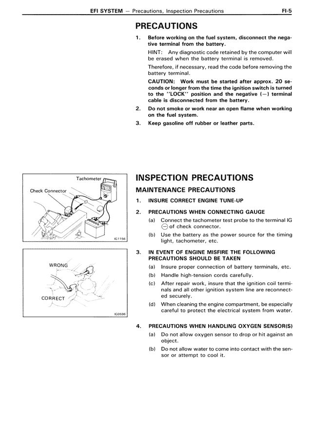 PRECAUTIONS, INSPECTION PRECAUTIONS