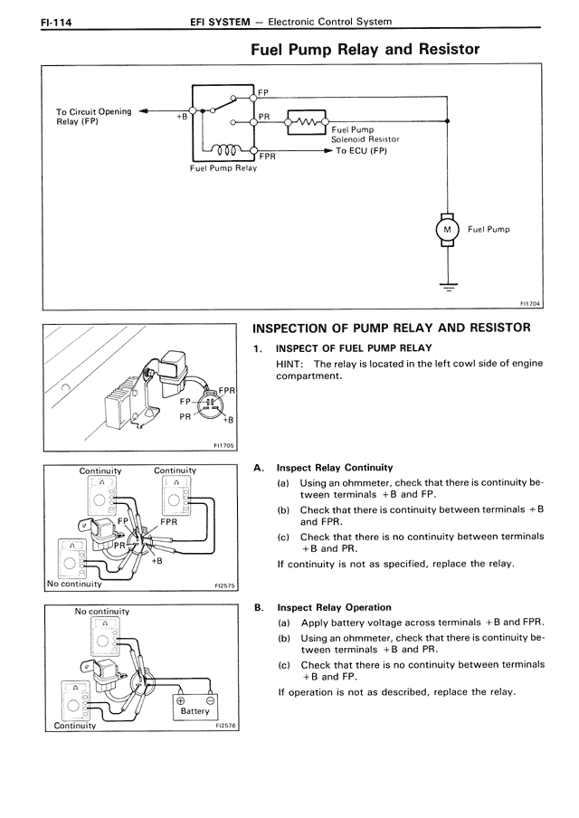 Fuel Pump Relay and Resistor
