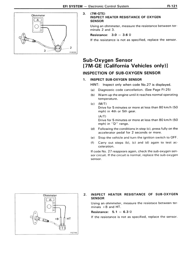 Sub-Oxygen Sensor [7M-GE (California Vehicles only)
