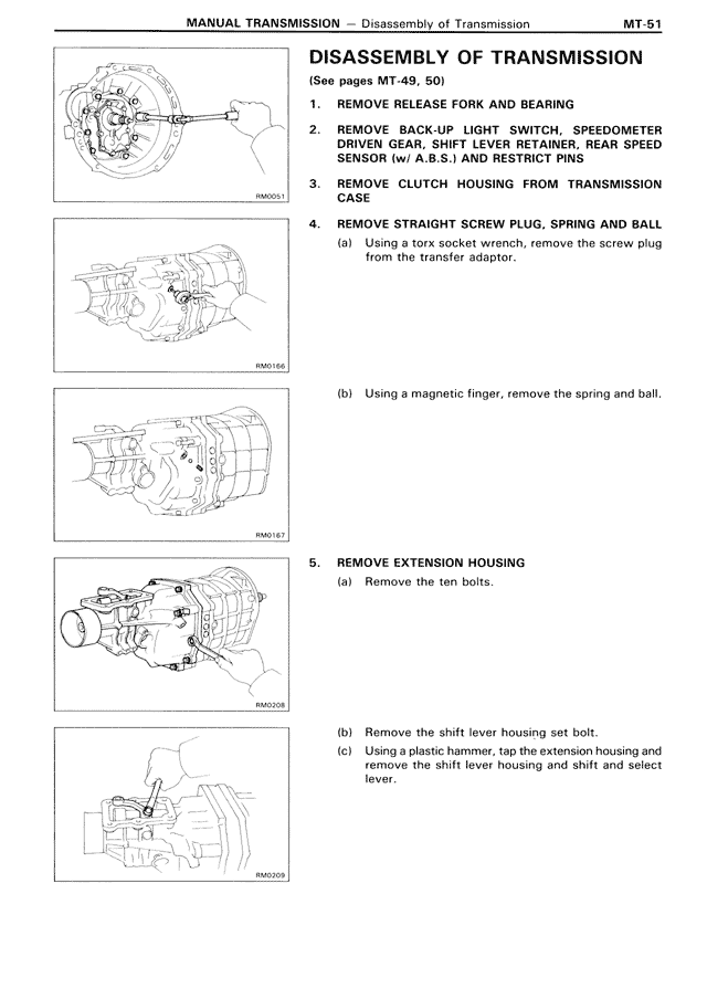 DISASSEMBLY OF TRANSMISSION