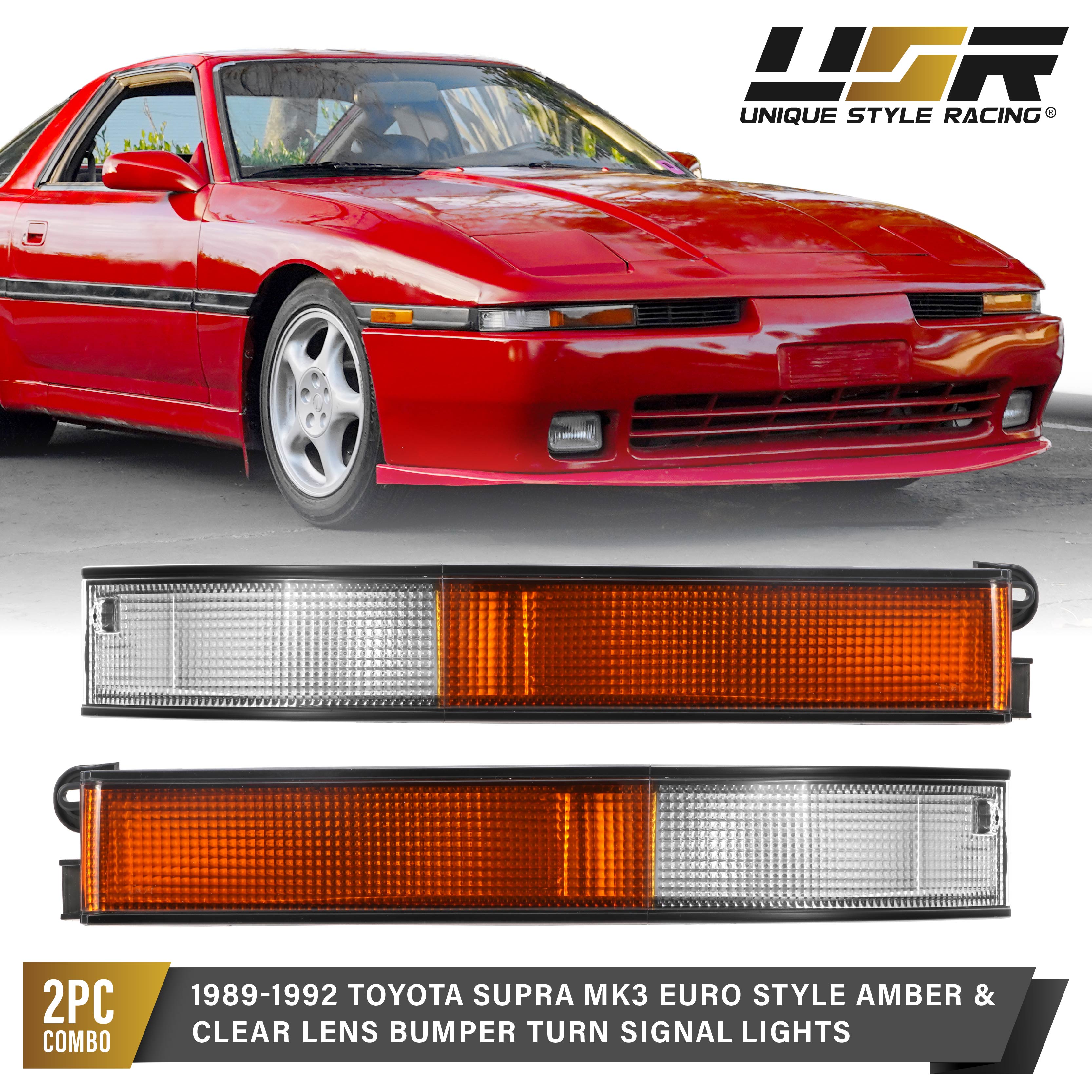 1989-1992 Toyota Supra 2D Coupe OE Frosted Amber, Clear or Smoked Lens Bumper Lights